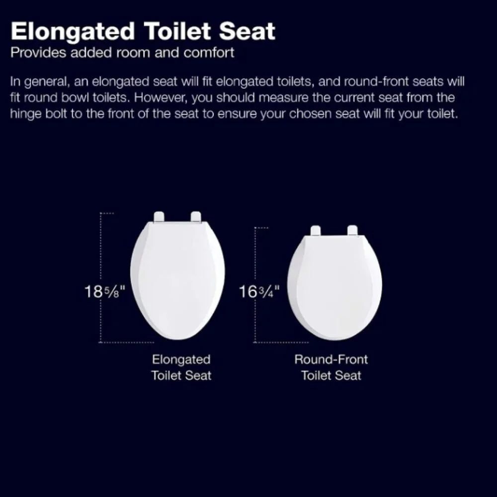 KOHLER 4734-RL-0 Rutledge ReadyLatch Elongated Toilet Seat, Quiet-Close Lid‎